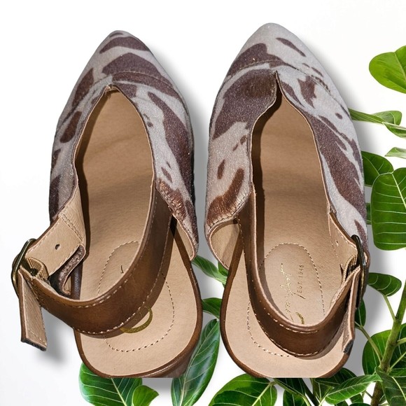 Cato Comfort 1946 Cow Print FaLux Hide Hair Closed Toe Heel Sling Back Shoe Sz 9 - Picture 7 of 14